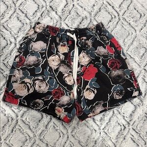 Urban Outfitters Black and Red Floral Shorts